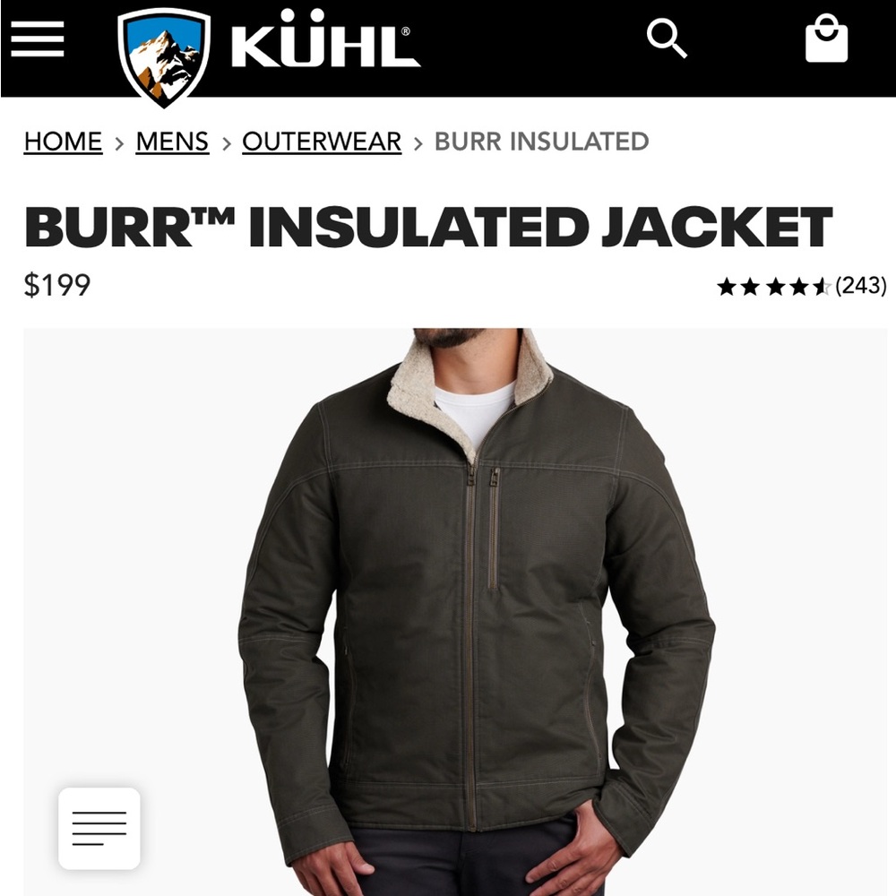 Kuhl Burr Insulated Men’s Jacket - XL